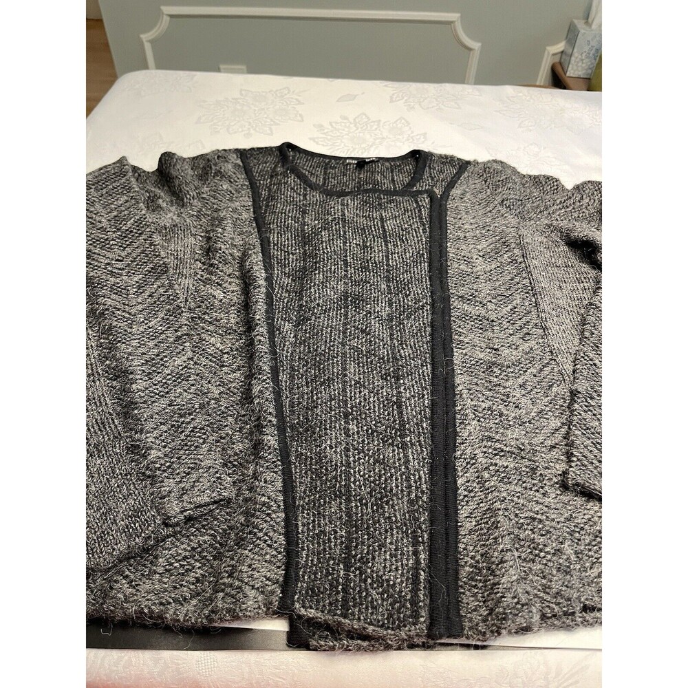 Eileen Fisher Alpaca Asymmetrical Zipper Front Cardigan Sweater Sz L